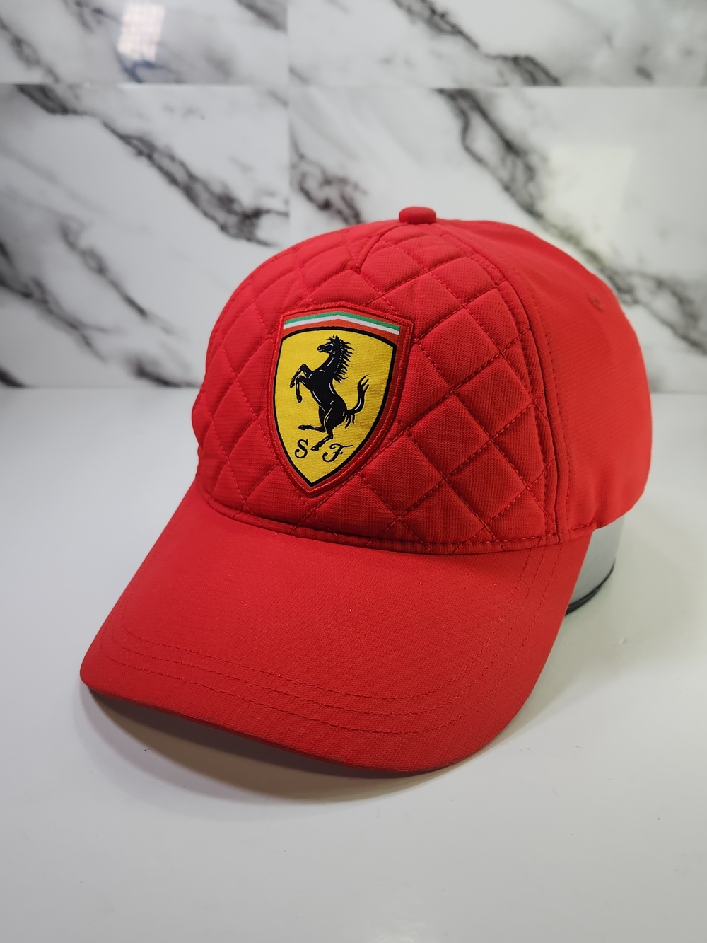 Ferrari Red Quilted Baseball Cap - Men’s Accessory Adjutable